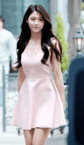 korean girl in pink dress