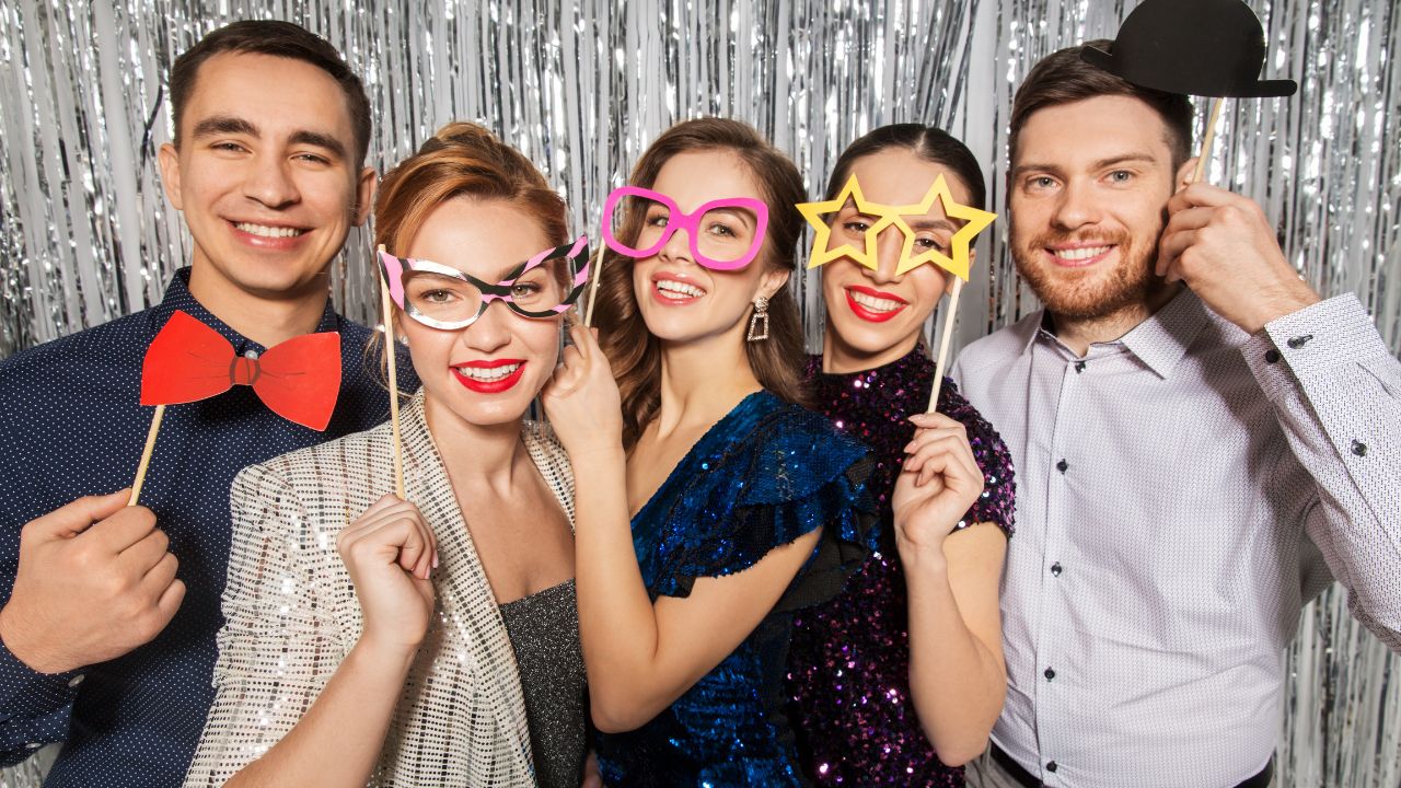 Guests in a photobooth