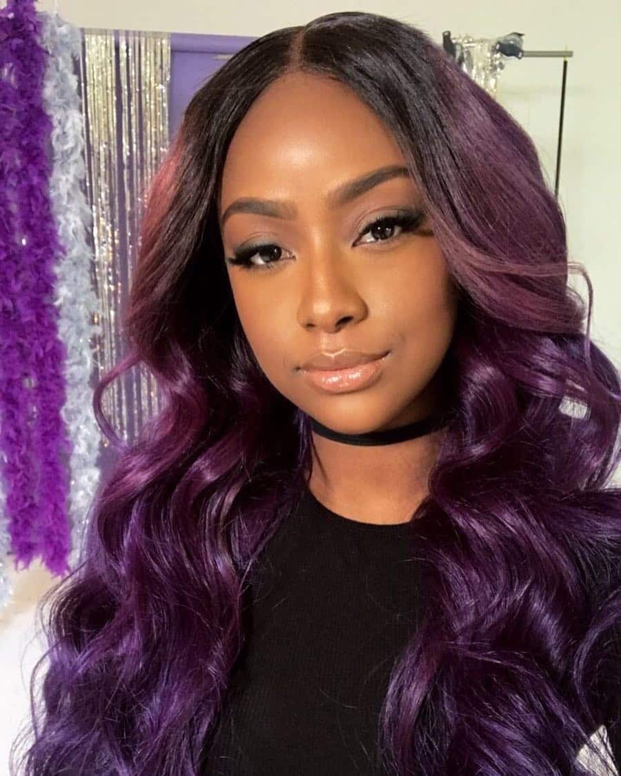 Violet hair color on tan skin